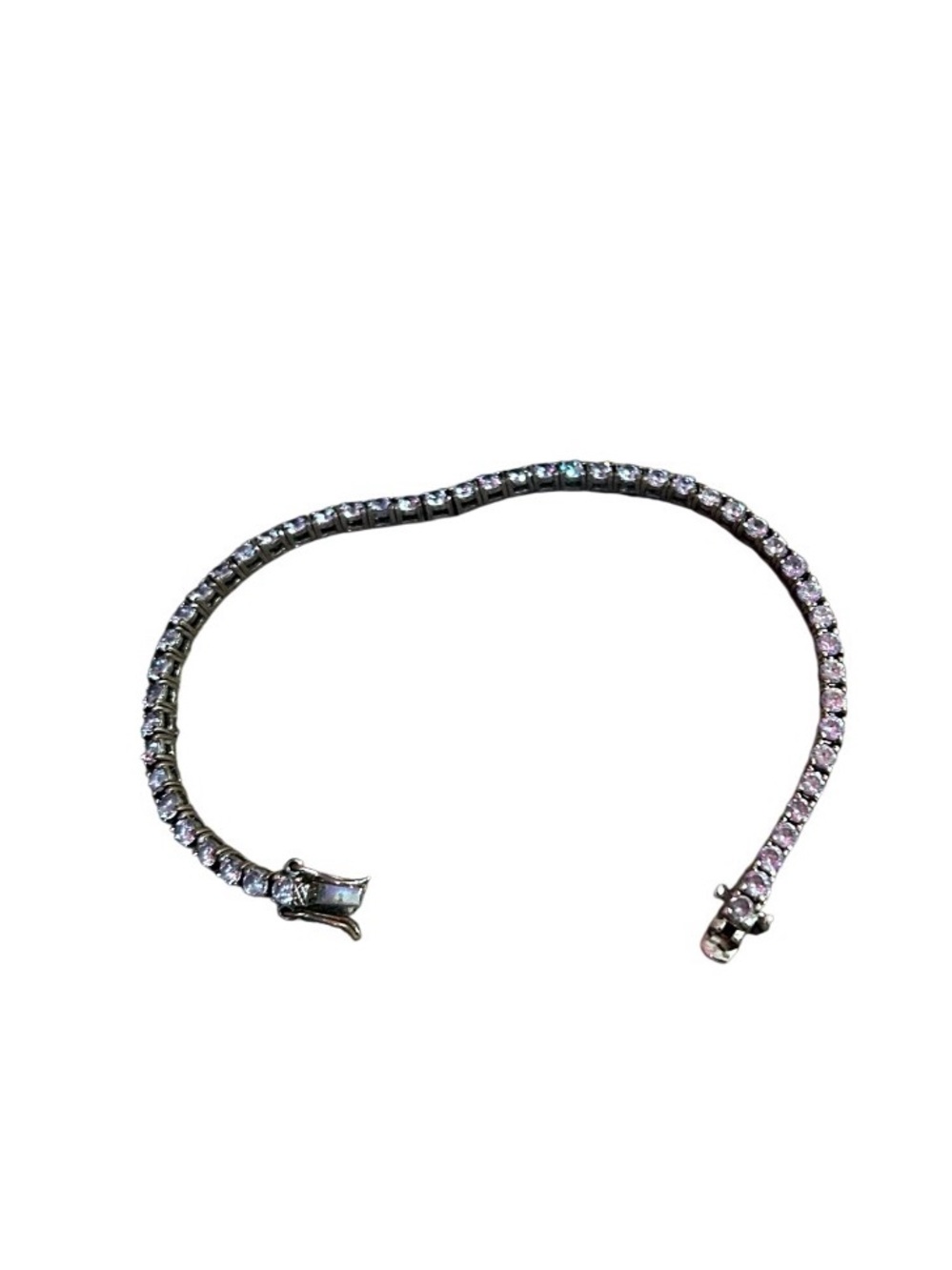Sterling Silver Tennis Bracelet with Clear Stones - White